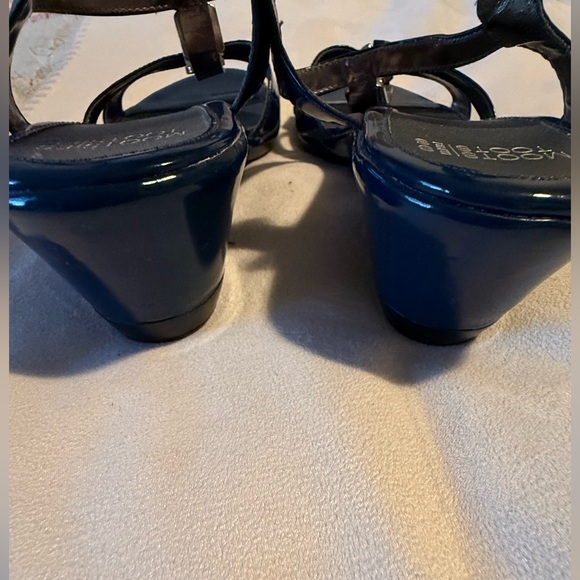 Mootsies Tootsies Dk Blue Patent Leather Sandals w/Silver Sparkly Accents size 9 - Picture 2 of 5